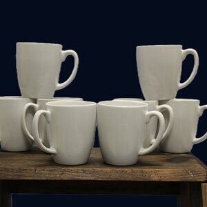 8 - Corelle Coordinates Stoneware Solid WHITE Coffee MUGS - 4” H, 12 Oz – LNC